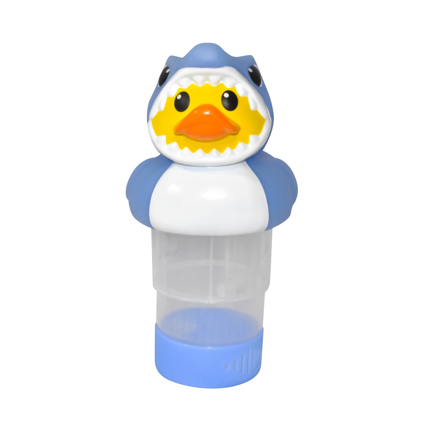 Rubber Duckie with Shark Costume Solar Power LED 3” Pool Chlorinator – Large Capacity Floating Chemical Dispenser – UV-Resistant ABS Plastic