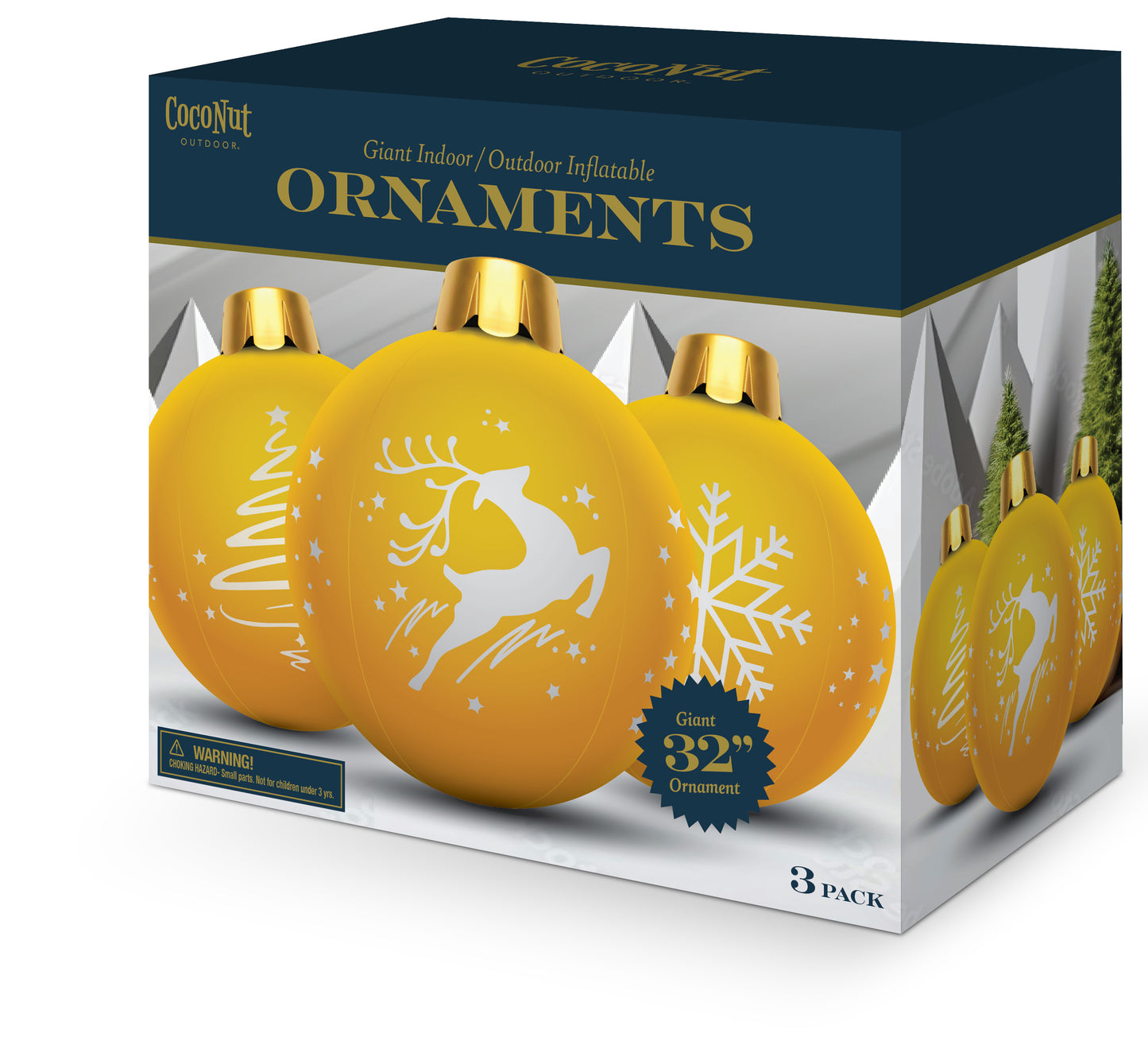 32" Inflatable Holiday Ornament - Gold 3 Pack