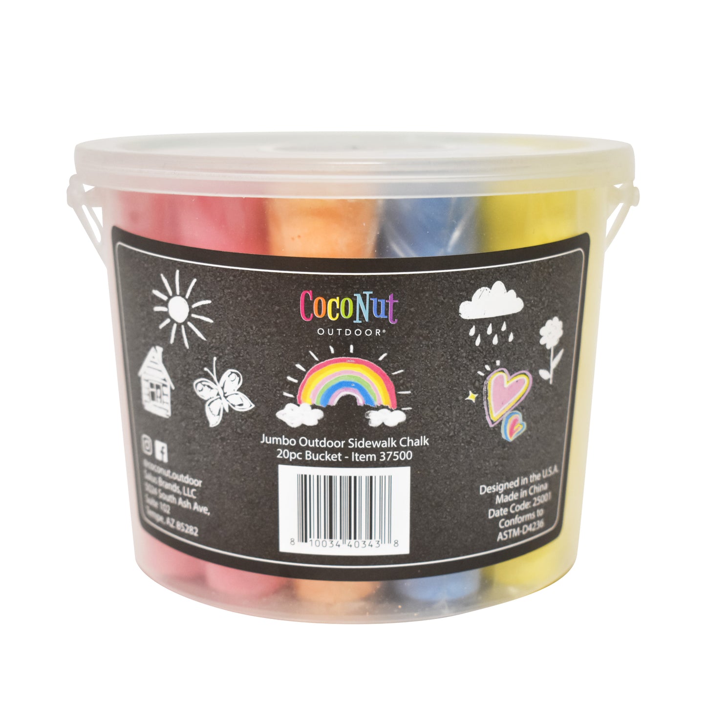 Jumbo Outdoor Sidewalk Chalk 20pc Bucket