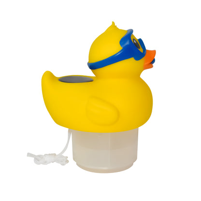 Rubber Duckie with Snorkel Solar Power LED 3” Pool Chlorinator – Large Capacity Floating Chemical Dispenser – UV-Resistant ABS Plastic