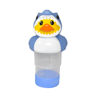 Rubber Duckie with Shark Costume Solar Power LED 3” Pool Chlorinator – Large Capacity Floating Chemical Dispenser – UV-Resistant ABS Plastic