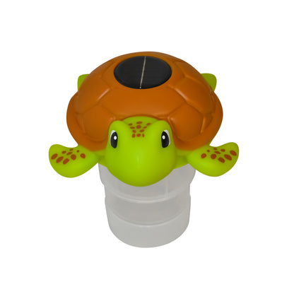 Sea Turtle Solar Power LED 3” Pool Chlorinator – Heavy-Duty Floating Chemical Dispenser – UV-Resistant ABS Plastic