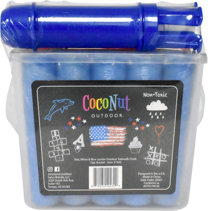 Jumbo Outdoor Sidewalk Chalk - 15pc Red, White & Blue - 2pk