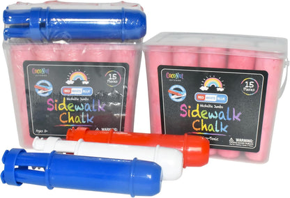 Jumbo Outdoor Sidewalk Chalk - 15pc Red, White & Blue - 2pk