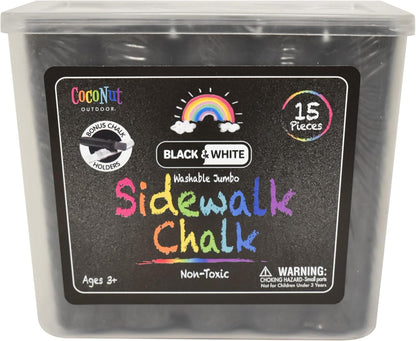 Jumbo Outdoor Sidewalk Chalk - 15pc Black & White - 2pk