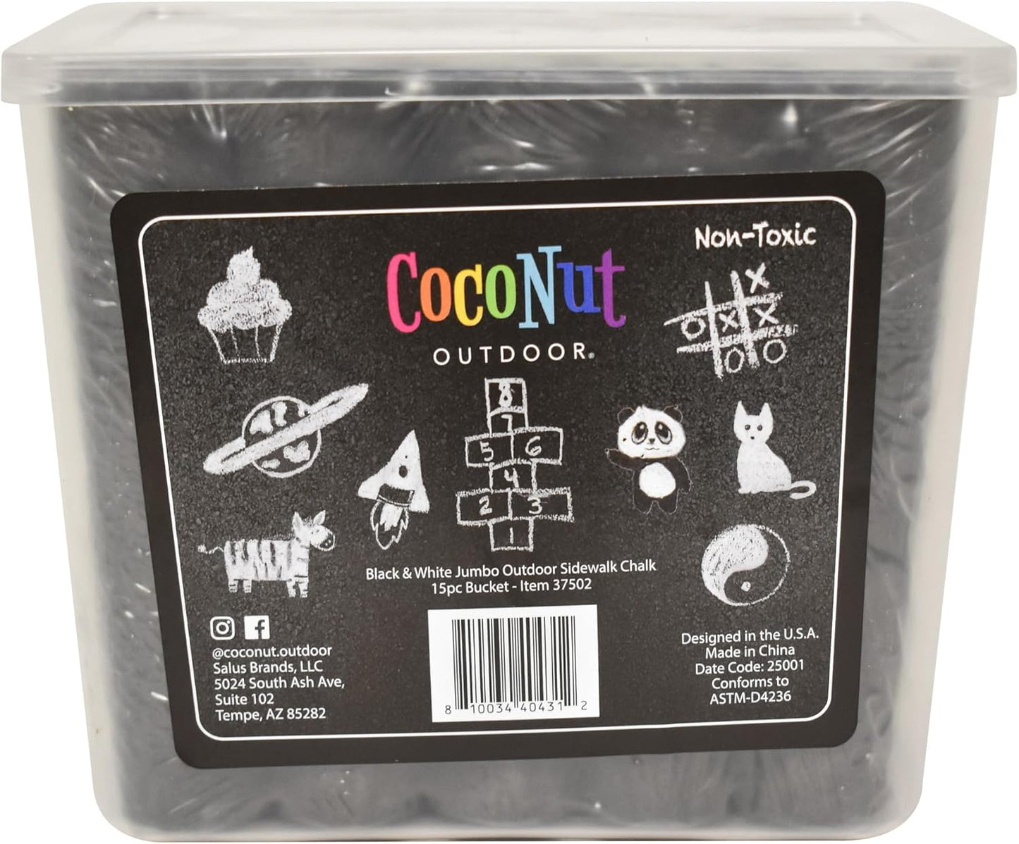 Jumbo Outdoor Sidewalk Chalk - 15pc Black & White - 2pk
