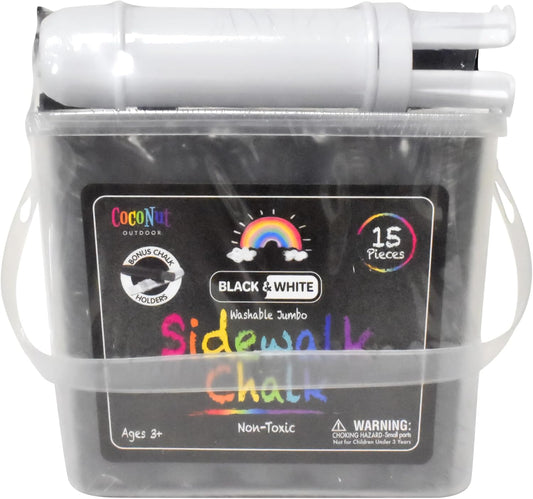 Jumbo Outdoor Sidewalk Chalk - 15pc Black & White - 2pk