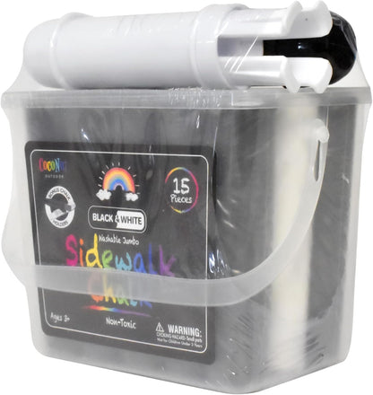Jumbo Outdoor Sidewalk Chalk - 15pc Black & White - 2pk