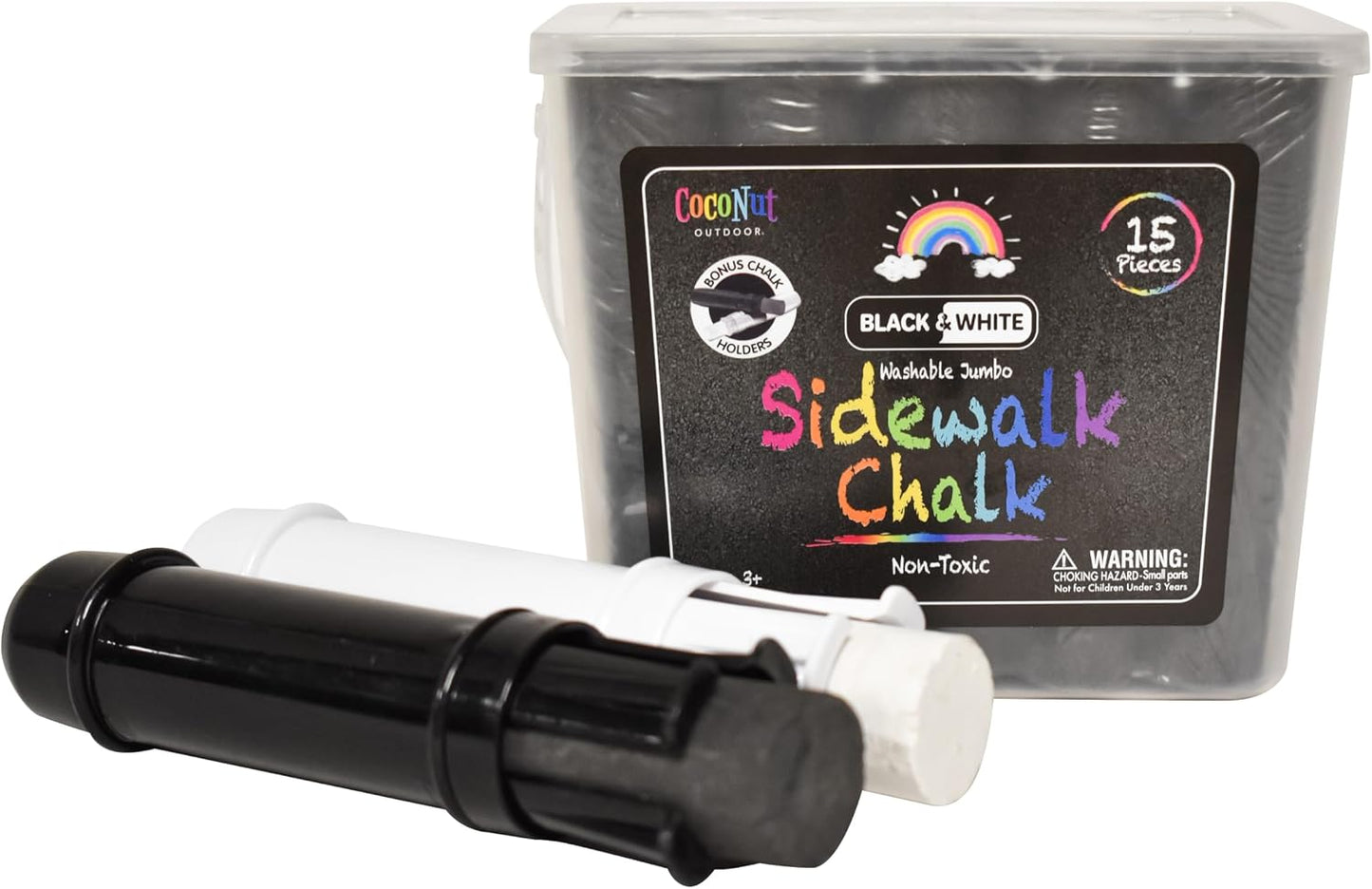 Jumbo Outdoor Sidewalk Chalk - 15pc Black & White - 2pk