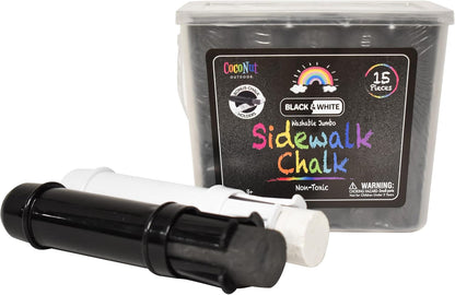 Jumbo Outdoor Sidewalk Chalk - 15pc Black & White - 2pk