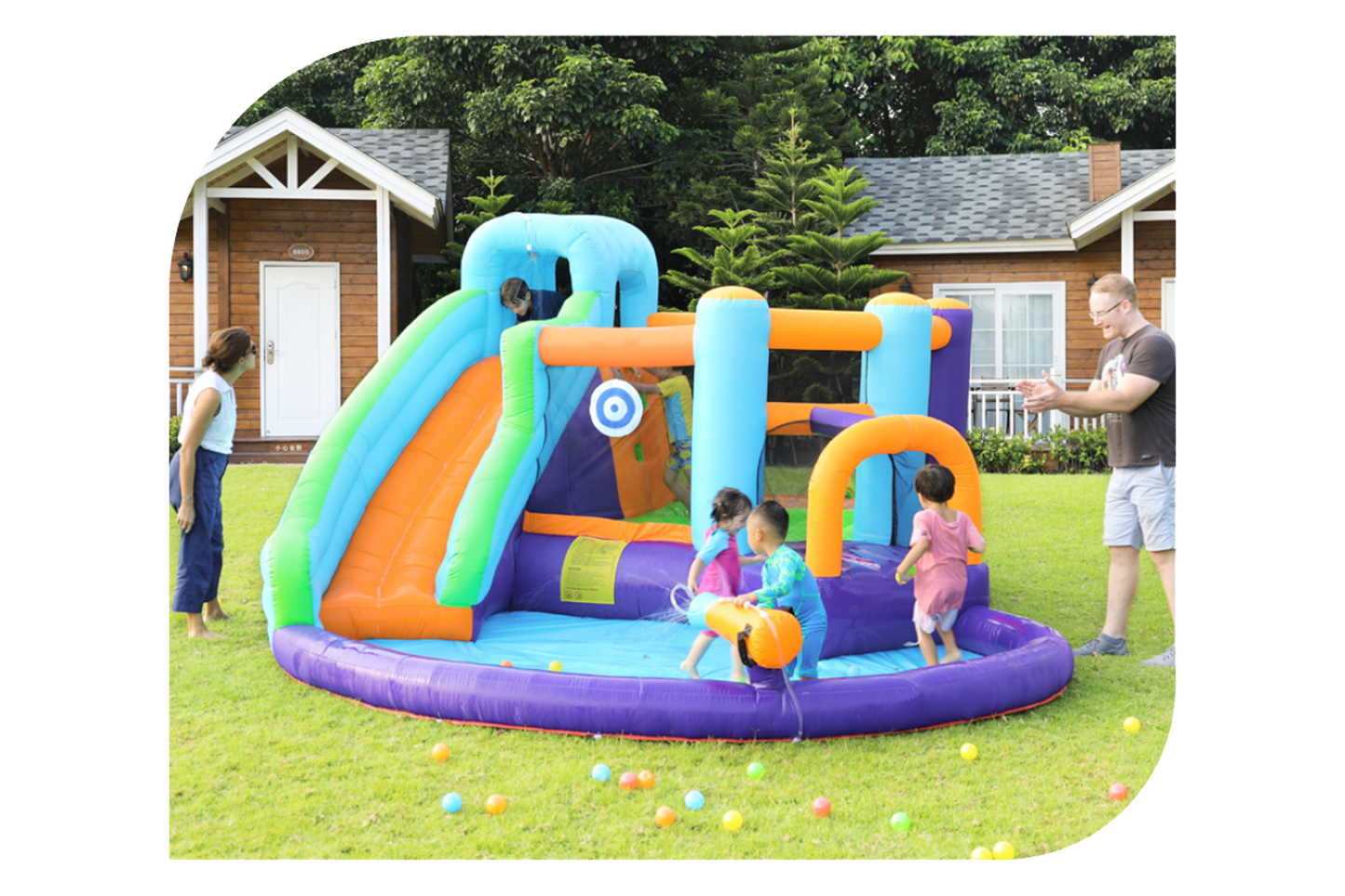 Mega Bouncy Water Park with Water Cannon