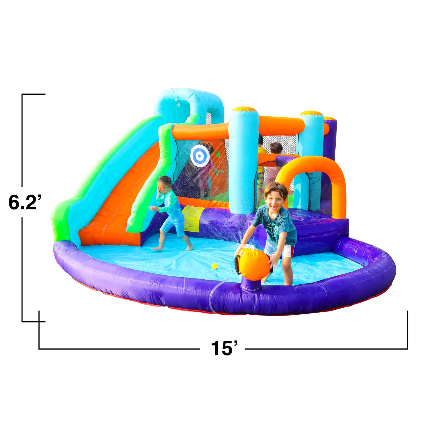 Bouncy Slide Water Park with Water Cannon