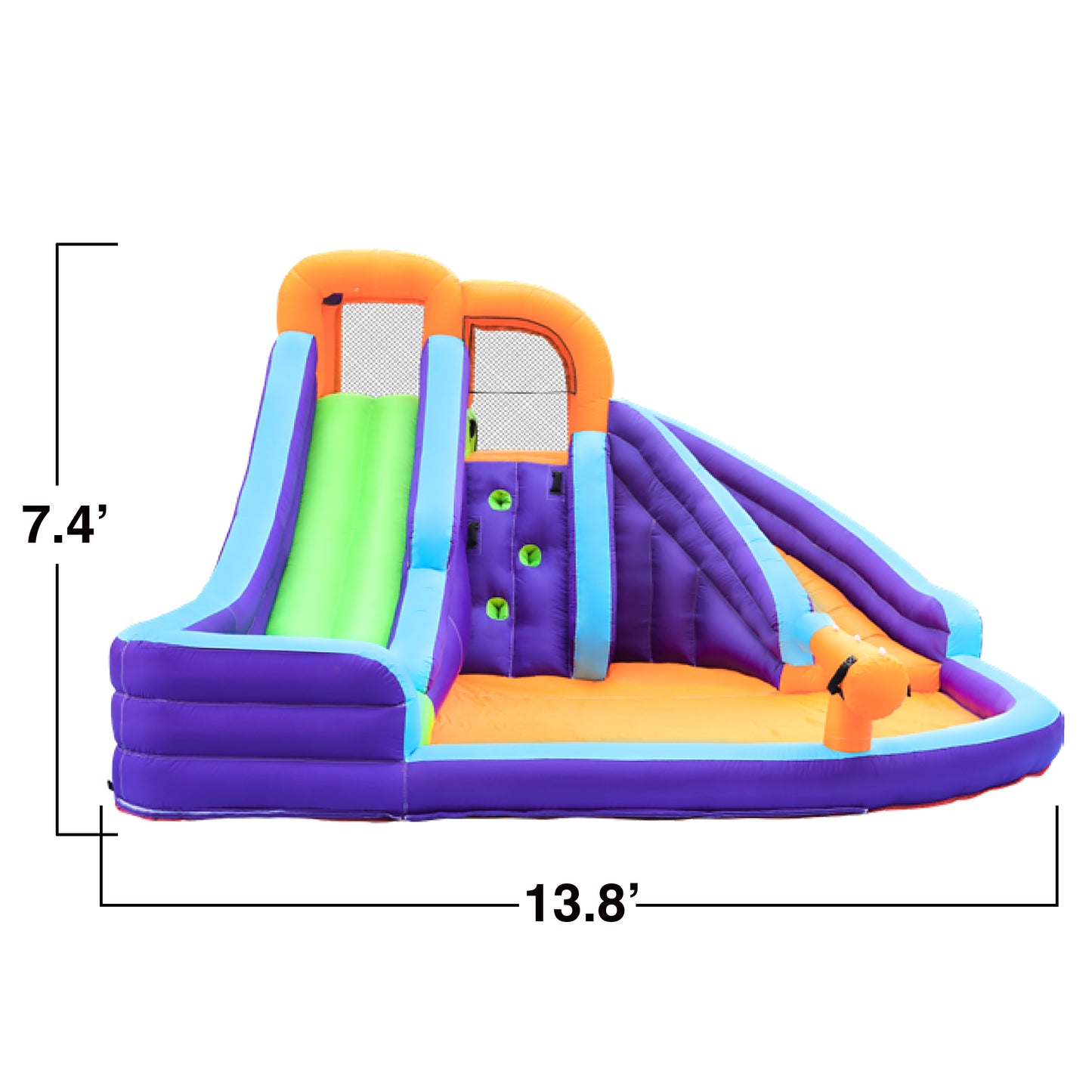 Double Slide Water Park with Climbing Wall & Water Cannon