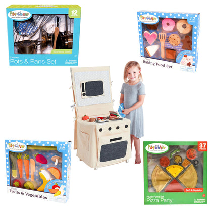 PopOhVer Deluxe Pots & Pans Set with Food Bundle