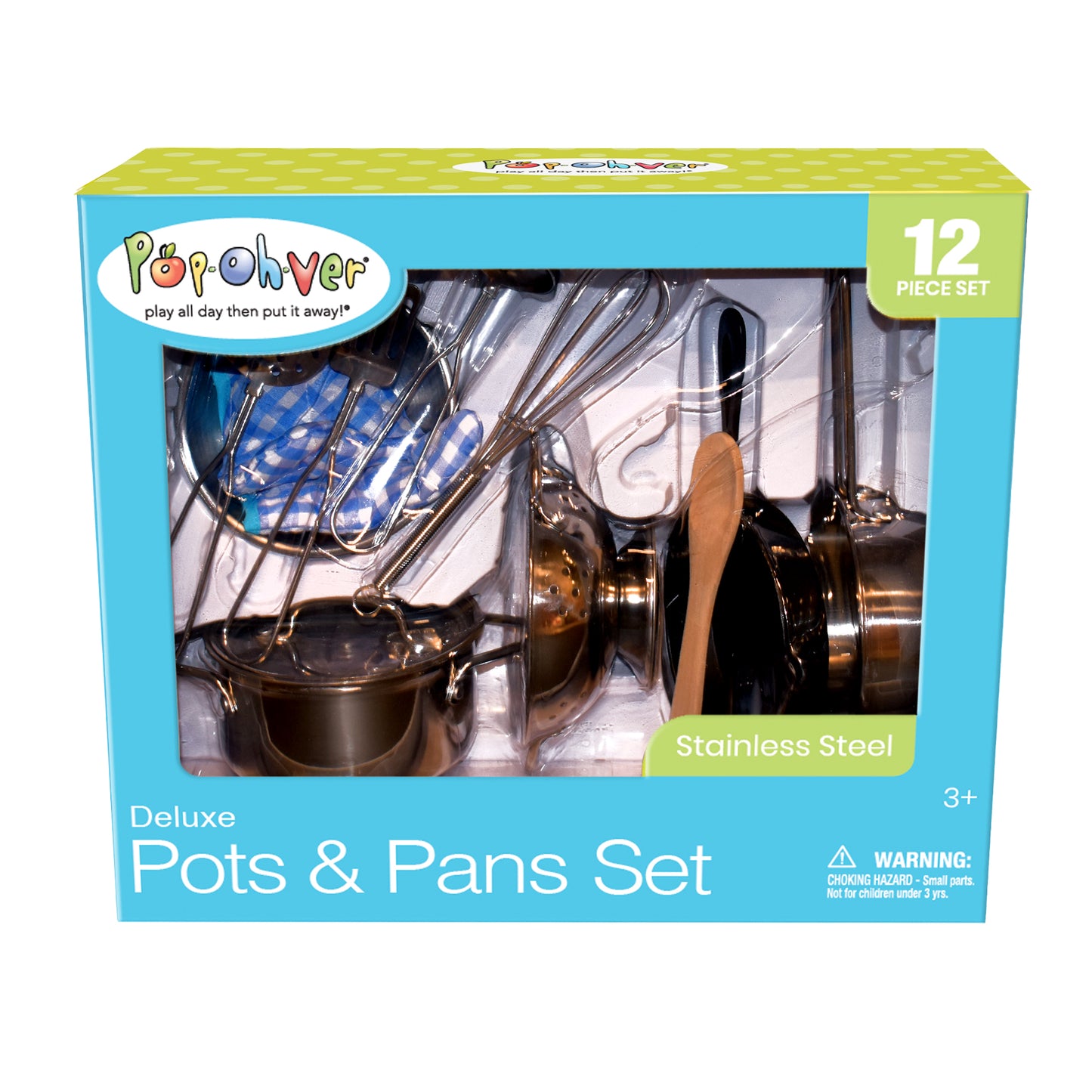 PopOhVer Deluxe Pots & Pans Set with Food Bundle
