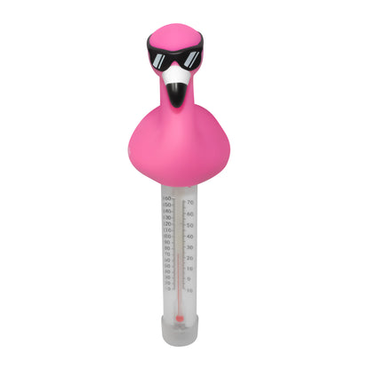 Flamingo with Shades Floating Pool Thermometer – Tropical Character Pool Decor – Rugged UV-Resistant Water Thermometer (10°F to 160°F Range)