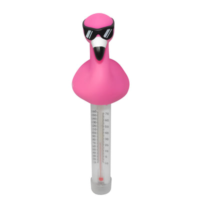Flamingo with Shades Floating Pool Thermometer – Tropical Character Pool Decor – Rugged UV-Resistant Water Thermometer (10°F to 160°F Range)