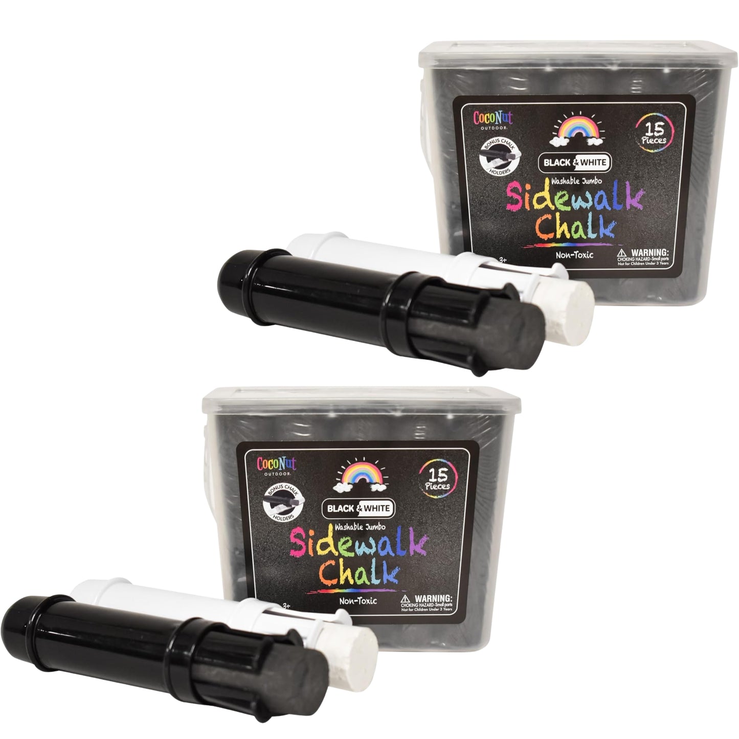 Jumbo Outdoor Sidewalk Chalk - 15pc Black & White - 2pk