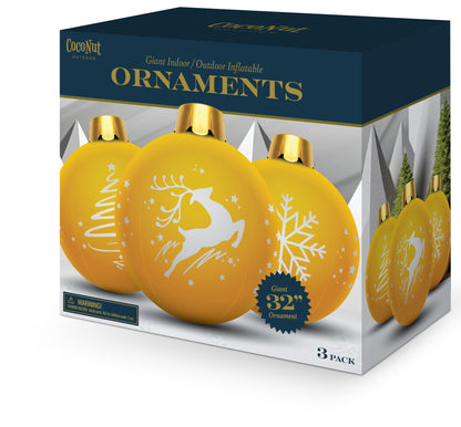 32" Inflatable Holiday Ornament - Gold 3 Pack