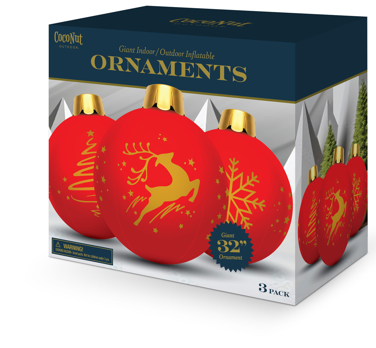 32" Inflatable Holiday Ornament - Red 3 Pack