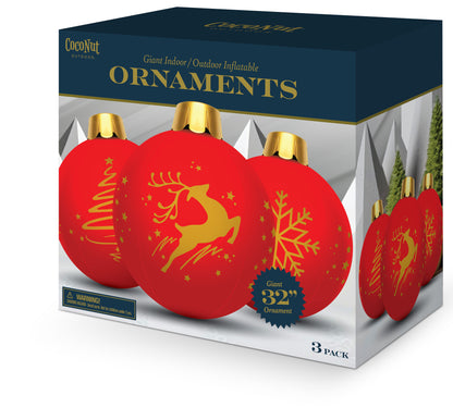 32" Inflatable Holiday Ornament - Red 3 Pack