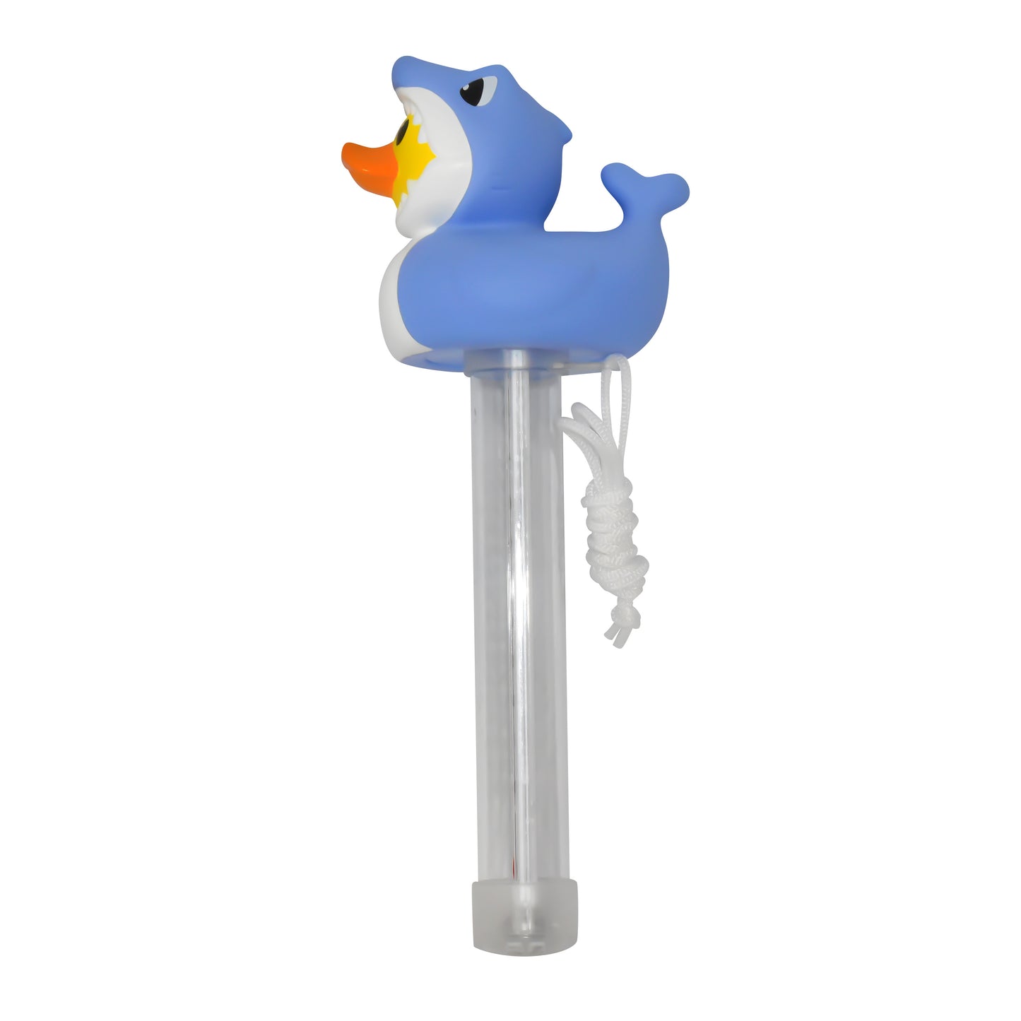 Rubber Duckie with Shark Costume Floating Pool Thermometer – Accurate °F/°C Water Temperature Gauge for Pools & Hot Tubs – Durable Fade-Resistant Design